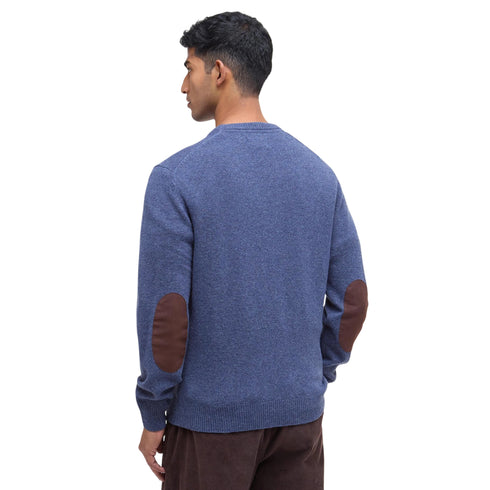 Maglia Uomo Essential, con scollatura girocollo e toppe in velluto